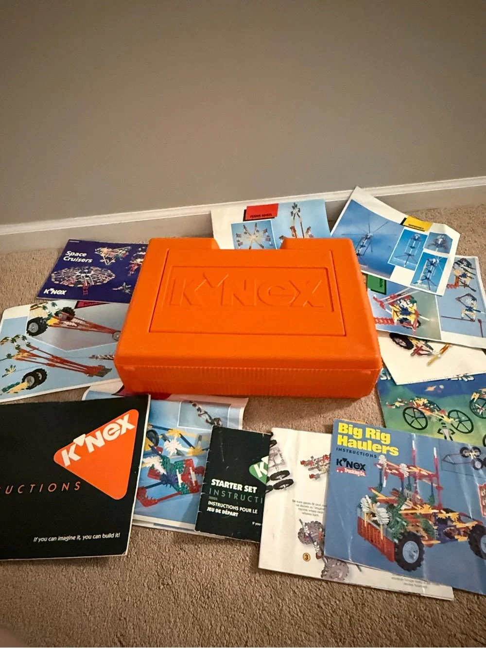 Vintage K’NEX | Orange Carrying Case with Assorted Instruction Booklets
